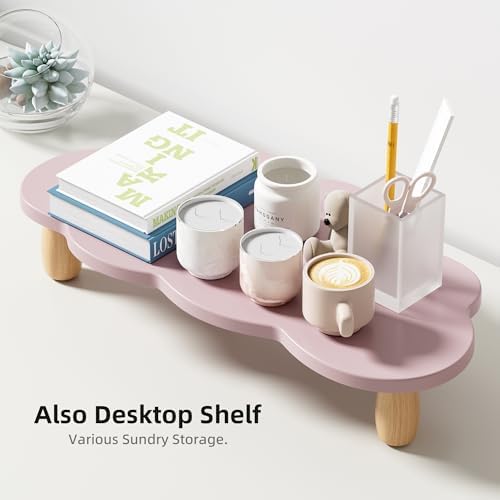 AFOOYO Monitor Stand Riser,Cloud Shape Wood Computer Monitor Stand, 16.5IN Monitor Stand Riser, Multi-Purpose Desktop Organizer Riser for Computer,Laptop,Printer,TV,Purple - Image 4