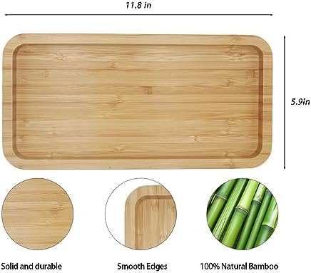 Bamboo Vanity Bathroom Tray for Counter, Bamboo Tray for Bathroom, Toilet Tank, Perfume 11.8L x 5.9W x 0.8H inch (Bamboo) - Image 7