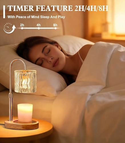 Candle Warmer Lamp Electric: Dimmable Timer Candles Warming Lamps - Height Adjustable Burner Jar - No Flame Scented Melts Wax - All Candle Jars Table Light Home Decor - Image 2