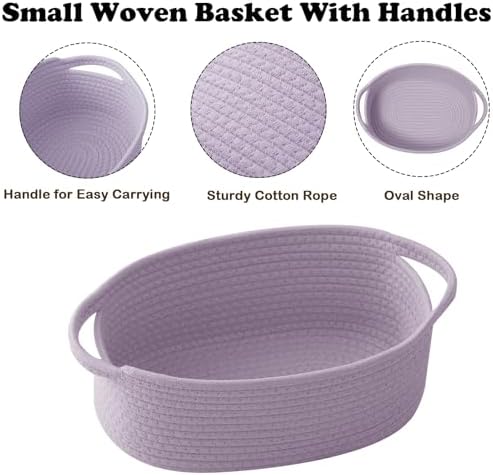 Purple Woven Rope Basket - Baby Gift Basket with Bag & Ribbon - Image 3