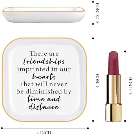 Friend Birthday Gifts for Women Ring Dish Friendship Gifts for Women Friends Female Gifts "There are friendships imprinted in our hearts that will never be diminished by time and distance" - Image 5