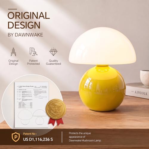 Dawnwake Mushroom Lamp Table Lamp for Bedroom-Small Desk Table Lamps,Yellow - Image 5