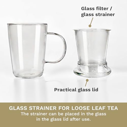 Creano Tea Glass 400 ml – Large Tea Cup with Strainer and Glass Lid – An ideal Tea Maker - Image 3