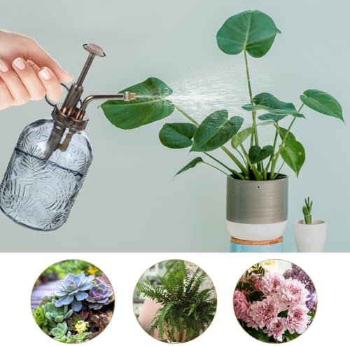 Yardwe Vintage Glass Plant Mister Spray Bottle, 350ml Indoor Watering can with Antique Bronze Pump, Small Garden Sprayer for Houseplants, Succulents, and Flowers (Copper) - Image 4