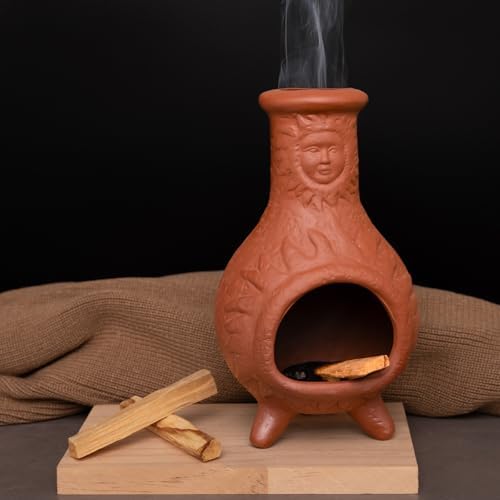 MOUGIGI Sun Face Terracotta Palo Santo Holder,Mini Chiminea Incense Burner by MOUGIGI