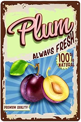 Vintage Plum Tin Sign - Fruit Metal sign - Retro Decorative Sign Wall Decor Home Decor by TREEPERI