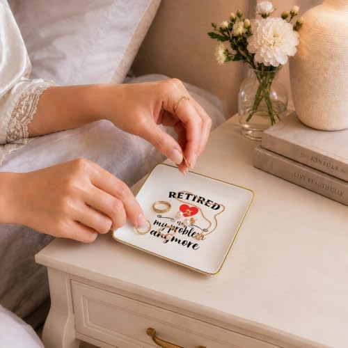 Retirement Appreciation Gifts for Colleagues-Jewelry Holder Ring Dish Trinket Tray- Coworker Leaving Going Away Gift-Present for Mom,Boss,Teachers,Nurse,Friends,Sis-Retired Not My Problem Anymore - Image 2