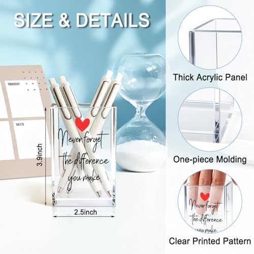 Never Forget The Difference You Make Acrylic Pencil Holder Cup, Farewell Retirement Thank You Gifts for Women Nurse Employee, Inspirational Pen Holder for Coworker Leader, Makeup Brushes Holder - Image 2