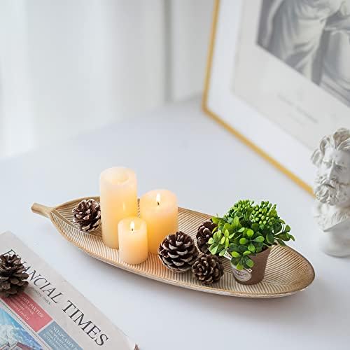 Hanobe Leaf Wooden Decorative Tray, Wood Key Bowl for Entryway Table Decor - Image 6