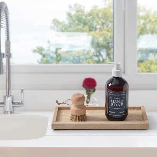 Natural Travertine Vanity Tray, Stone Organizer for Bathroom & Kitchen - Image 4