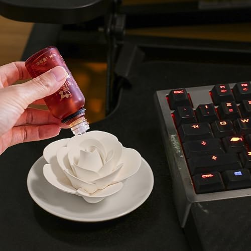 Passive Diffuser for Essential Oil-Ceramic Diffuser Non Electric Oil Diffusers for Small Mini Room, Desk Decorative, Bathroom (White Camellia) - Image 2