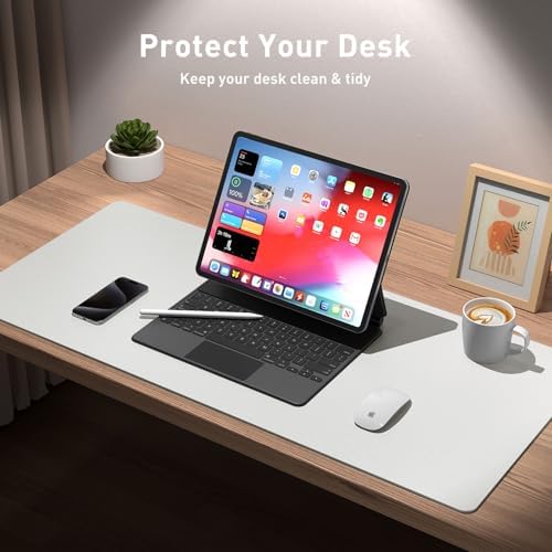 Aothia Leather Desk Pad Protector, Office Mat, Large Mouse Pad, Non-Slip PU Leather Blotter, Laptop Desk Pad, Waterproof Writing Pad for Office and Home (Barely Grey, 31.5" x 15.7") - Image 5