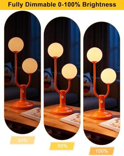 Lightdot Orange Table Lamp Dimmable Vintage Globe Lamp G9 2 Bulbs Included - Image 3
