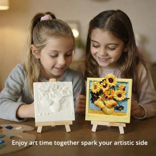 Dumblings 3D Painting Kit – DIY Coloring with Acrylic Paints & Brushes, Relaxing Mindful Craft for Home Decor or Fridge Magnet, Gift for Kids & Adults (Sunflower) - Image 7