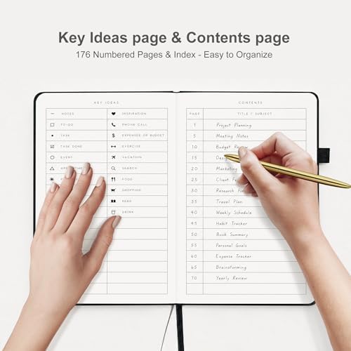 &And Per Se Dotted Journal Notebook 3 Pack, A5 Hardcover with Journal Dotted Pages, Stencils & Pens, 176 Numbered Pages Each for Students Teachers Office (Black) - Image 6