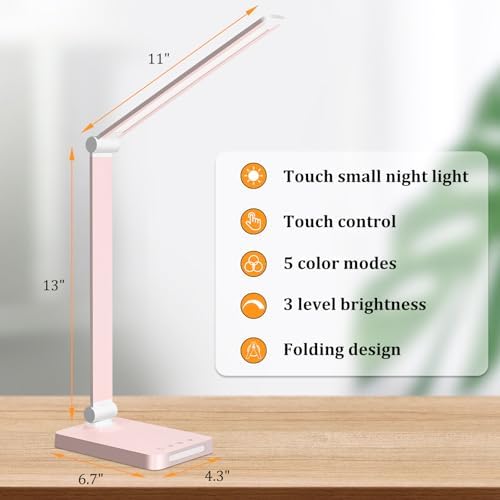 LED Desk Lamp with USB Ports,Touch Desk Lamps for Home Office with 5 Modes - Image 3