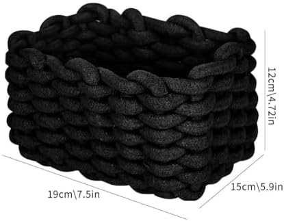 Woven Storage Bin,Cotton Rope Basket for Organizing,Empty Gift Basket,Mini Woven Basket for Organizing Books,Plants,Pet Treats, Decor for Living Room, Bedroom (White) - Image 6