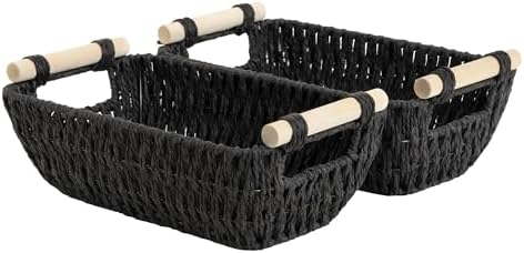 StorageWorks Small Storage Basket, Organizing Baskets for Shelf, Black by StorageWorks