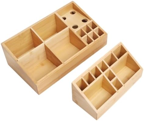 2 Pack Bamboo Art Supply Organizer - Image 5