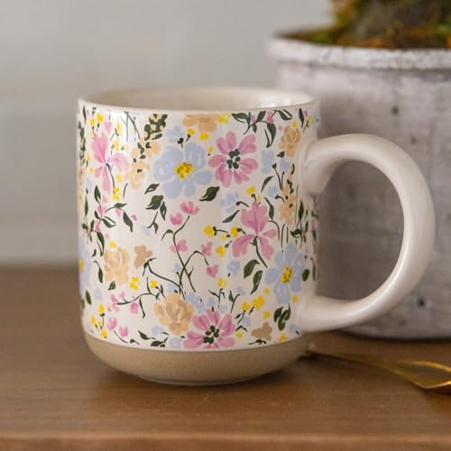 Sweet Water Decor Floral Stoneware Coffee Mugs - 14oz Cute Coffee Cups for Hot & Cold Drinks - Dishwasher & Microwave Safe - Spring Home Decor and Gift - Ideal Tea & Espresso Mugs - Image 4