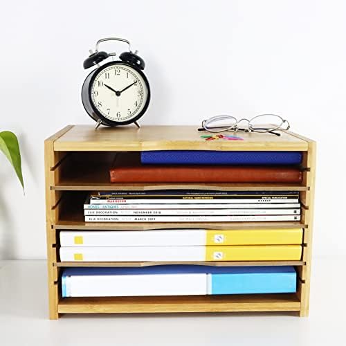 WKWKER File Organizer with 3 Adjustable Shelves Bamboo Document Letter Tray Paper File Sorter for Desktop Office Home Study Workstation Desk Storage Rack (Natural) (Pack of 2) - Image 6