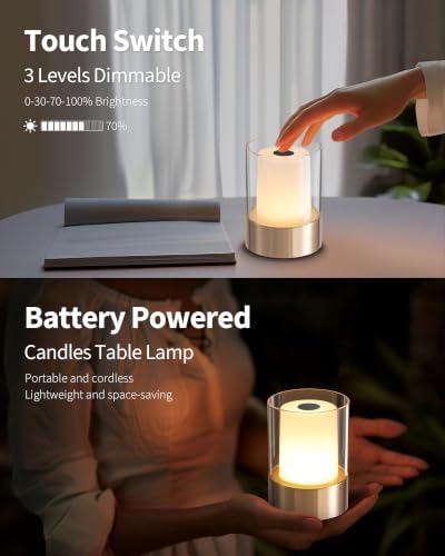 4" Gold Cordless Table Lamp 2 Pack, Outdoor Rechargeable Lamp - Image 4