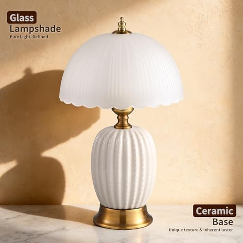 Vintage White Ceramic Cactus Small Table Lamp for Bedroom - Image 2