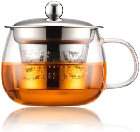PARACITY Tea Cup with Infuser and Lid, 13 oz Glass Tea Infuser Mug by PARACITY