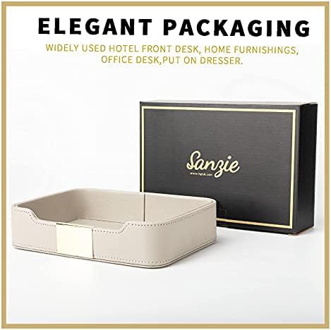 SANZIE Leather Tray Organizer, Valet Tray Key Bowl (Metal Gilded, Grey) - Image 4