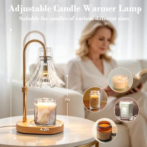 Banbanda Candle Warmer Lamp with Timer: 2026 Mothers Day Gifts for Women, Adjustable Candle Warmer with 2 Bulbs, Flower Candle Lamp for House Warming Room Decor - Image 5