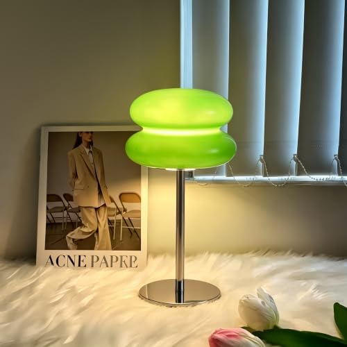 Mushroom Lamp for Bedroom,Mid Century Modern Lamp for Nightstand, Dimmable Retro Egg Tart Bedside Small Lamps,Unique Home Mushroom Decor Aesthetic Cute Table Lamps for Living Room (Green) - Image 3