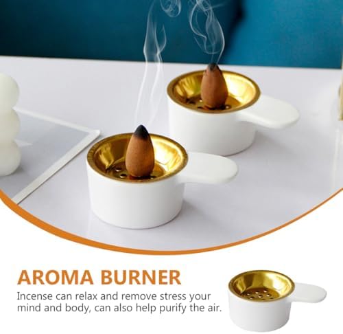 Angoily Creative Minimalist Handheld Mini White Ceramic Incense Holder Burner for Home Decor Middle Eastern Festival Aromatherapy Desktop Censer Ornament - Image 3