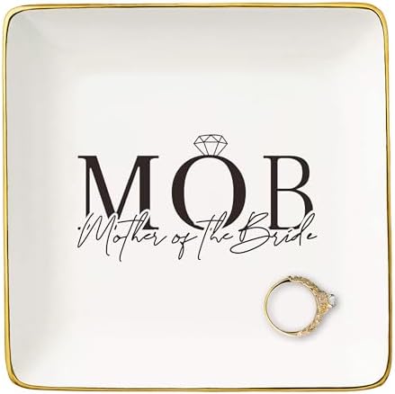 NZY Mother of the Bride Gifts from Bride,Bridal Shower Gifts for Mother,Wedding Present for Mom from Daughter-Thank You Presents for Mom-Ceramic Jewelry Tray Trinket Holder Ring Dish-MOB by NZY