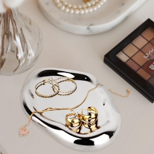 Silver Tray Decorative Vanity Tray Bathroom Tray Long Jewelry Dish - Image 4