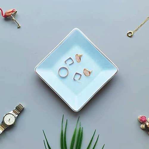 HANKOR Ceramic Jewelry Dish Tray, Decorative Trinket Tray Holder for Ring Earring Key, Gift for Women Girls, 4.7inch (Light Blue) - Image 3