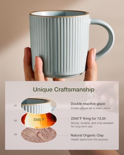 famiware Coffee Mug Set of 4, Star 12 oz Ceramic Mugs Cups Set with Handle - Image 5