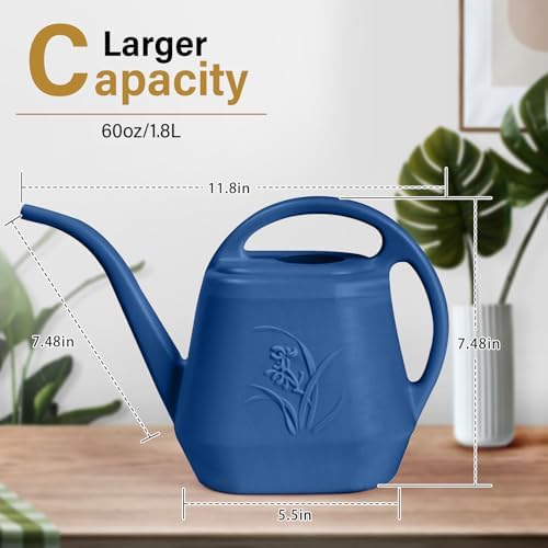 Hand Watering Can - for Home Plant Garden - 1/2 Gallon - Blue - Image 2