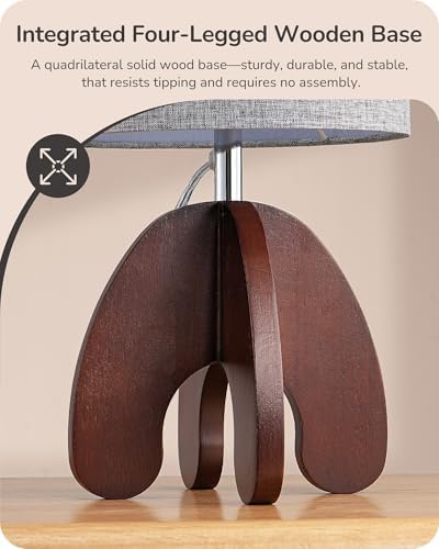 EDISHINE 14.37'' Small Table Lamp, Vintage Bedside Lamp, Linen Shade, E26 - Image 2
