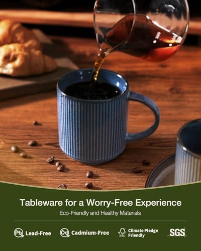 famiware Coffee Mug Set of 8, Star 12 oz Ceramic Mugs Cups Set with Handle - Image 2