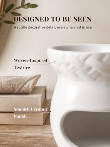 INGOFIN Ceramic Wax Melt Warmer & Essential Oil Burner, Tea Light, White - Image 4