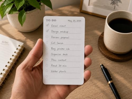 Minimalist Weekly Planner Desk Set – Solid Black Walnut Stand with Pen Tray, Double-Sided Planner & To-Do Cards (To-Do List Cards (50 Cards)) - Image 3