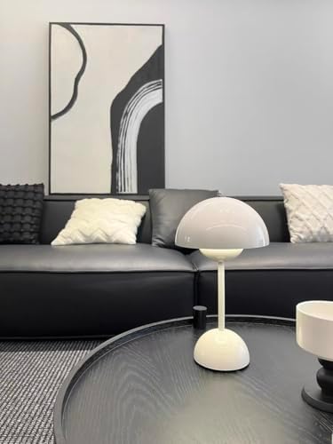Flower Bud Lamp, Cordless Rechargeable Mushroom Table Lamp, Gloss White by Unknown