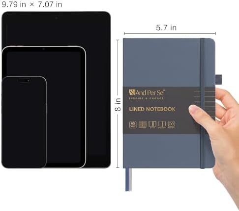 &And Per Se Lined Journal Notebook, 160 Pages, A5 5.7 x 8 inches College Ruled Thick Paper Notebook Journals for Writing, Hardcover Notebooks for Women Men Office School (1 Pack, Dark Blue) - Image 2