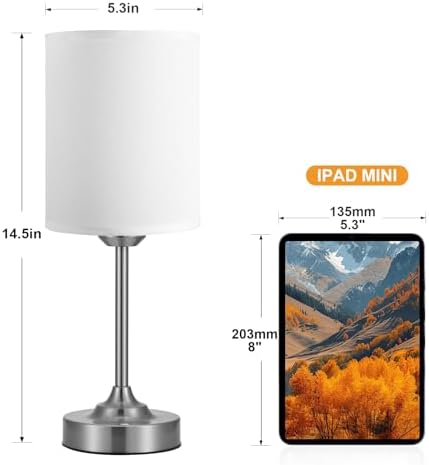 Touch Control Cordlss Table Lamp, USB-C Rechargeable Lamp with Stepless Dimming, 4000mAh Battery Operated Bedside Lamp for Bedroom, Living Room, Night Light & Emergency Lighting, Silver, 2 Pack - Image 5