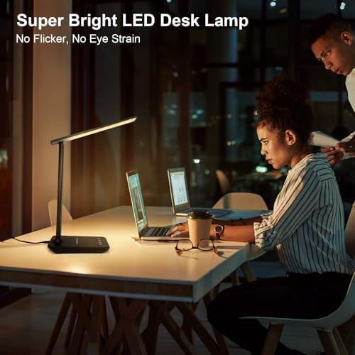 LED Desk Lamp for Office Home, 500LM Bright Touch Control USB Charging Port - Image 2