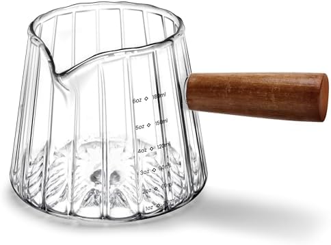 Espresso Measuring Cup 6 Oz, Espresso Cup with Wood Handle, V-Shaped Spout by Unknown