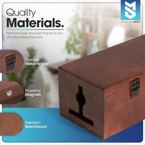 Wooden Cable Management Box – Modern Wire Organizer Box & Power Strip Cover for Home or Office | Large Cable Hider for Wires, Chargers & Extension Leads - Image 5