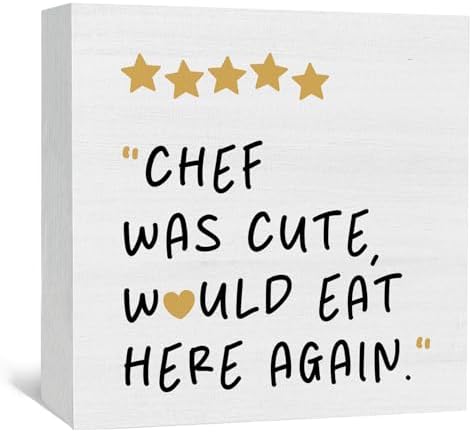 Chef Was Cute Would Eat Here Again Sign, Chef Kitchen Decor Sign, Cute Chef Kitchen Decor Wood Sign Home Decor for Girly Dining Room Restaurant by Nitelat