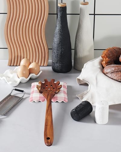 Ceramic Spoon Rest, Pink Gingham Spoon Holder for Stove Top Kitchen Counter Coffee Station, Cute Kitchen Decor - Image 5