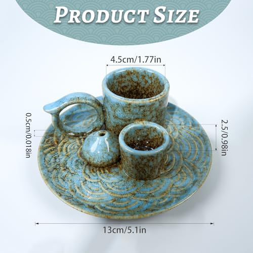 Tnstbiee 4-in-1 Blue Ceramic Palo Santo Burner, Small Smudge Tray Bowl - Image 3